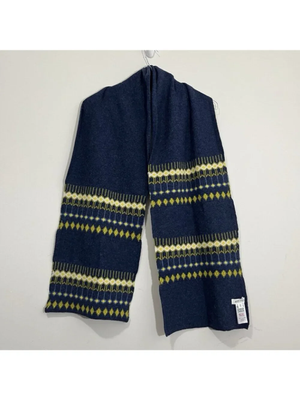 White Stuff Thick Warm Soft 80% Wool Blend Fairisle Scarf Blue 74